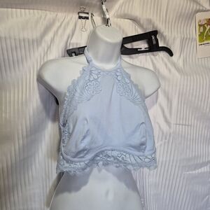 Light Blue Lace Halter Top
